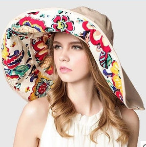 foldable flower colored summer hat