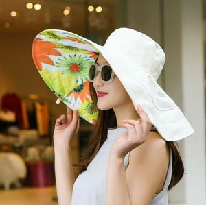 foldable flower colored summer hat