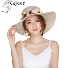 Load image into Gallery viewer, flower summer straw hat