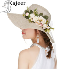 Load image into Gallery viewer, flower summer straw hat