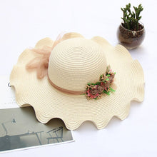 Load image into Gallery viewer, summer flowers straw hat