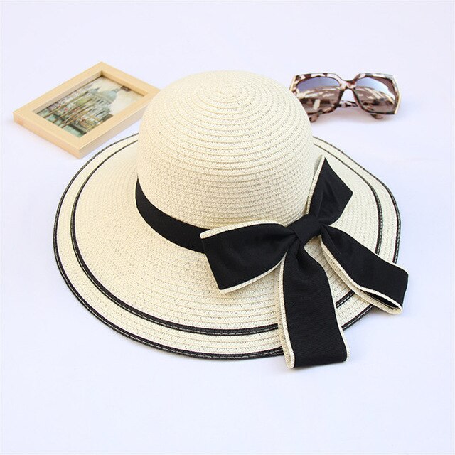 bow summer straw hat