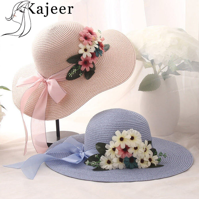 flowers summer straw hat