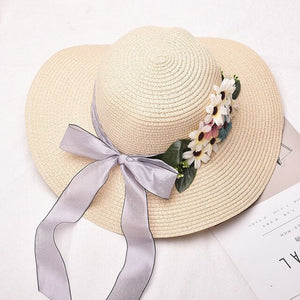 flowers summer straw hat